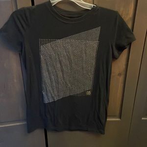 Black Under Armor shirt with gold pattern on front